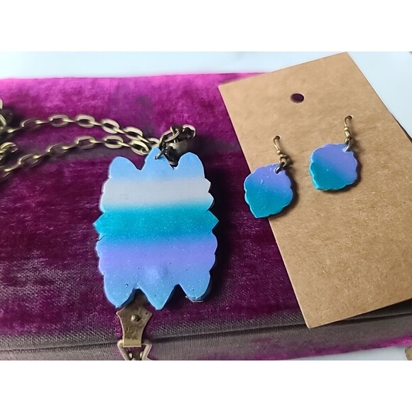 Multicolored Floral Polymer Clay Jewelry Set, NEW - Picture 3 of 10